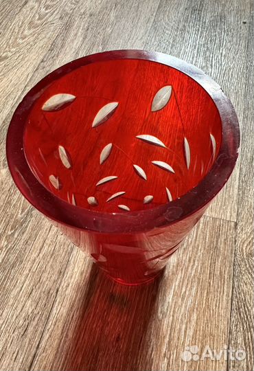 Ваза рубиновое стекло СССР хрустальная