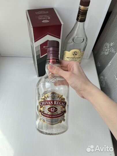 Бутылка от виски 0,7 с коробкой и коньяка 0,5