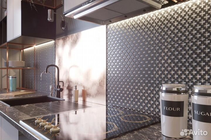 Белоснежная модульная кухня в потолок