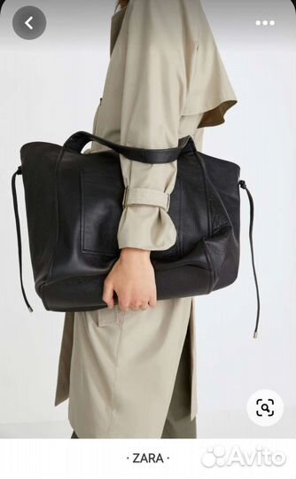 Кожаная сумка шопер Zara