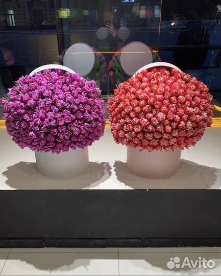 Тюльпы пионовидные в коробке с доставкой