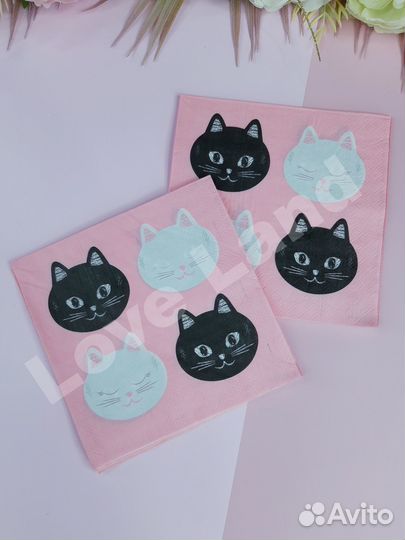 Салфетки бумажные для праздника Котики