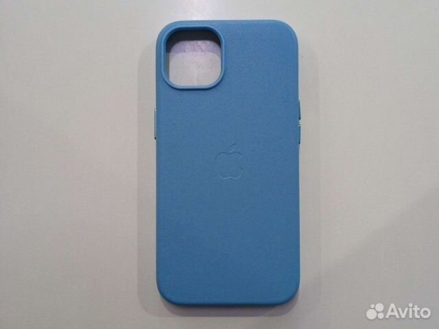 Кожаный чехол на iPhone 13 Голубой