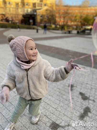 Набор шапка и снуд розовый 2-3 года