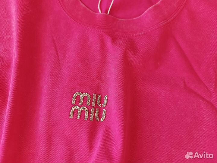 Футболка MIU MIU со стразами