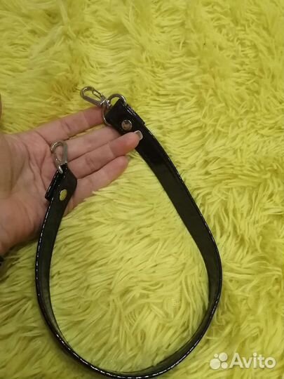 Ремешок для сумки, темно синий, глянцевый,короткий