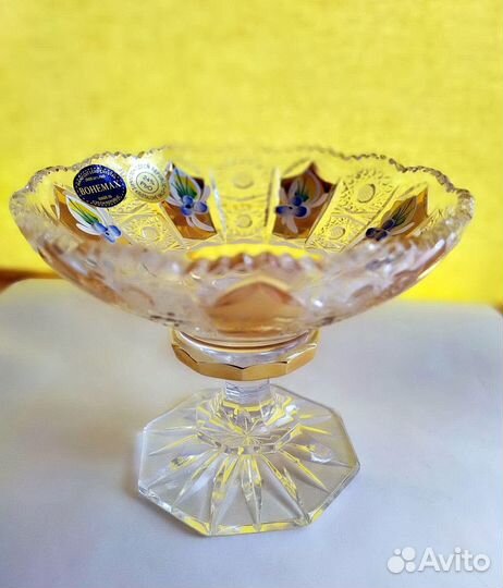 Конфетница на ножке Bohemia MaxCrystal Золото