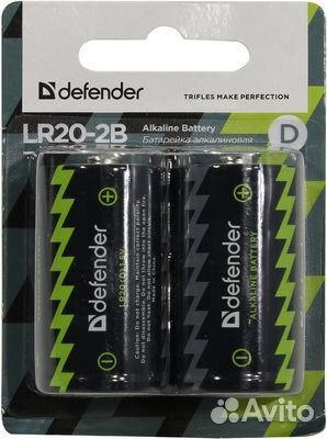 Батарейка Defender 56022 алкалиновая LR20-2B Size