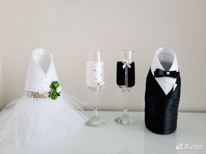 Свадебные фужеры, украшения для шампанского