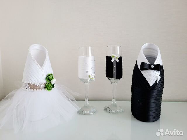 Свадебные фужеры, украшения для шампанского