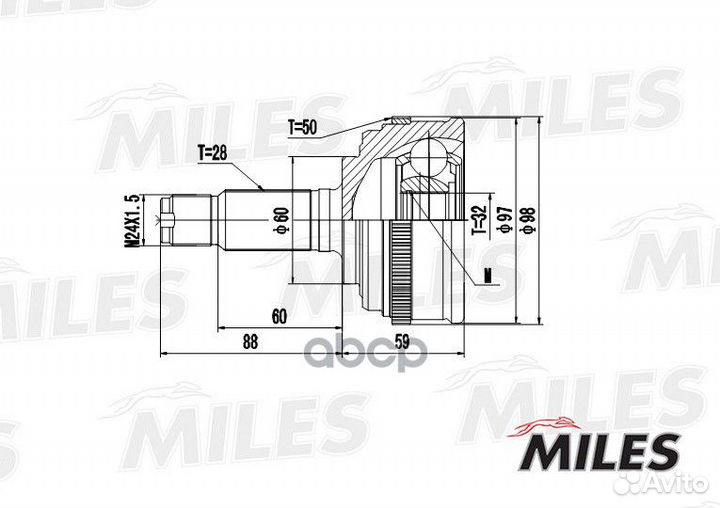 Шрус honda accord/prelude 2.0/2.2 90-98 нар.(AB