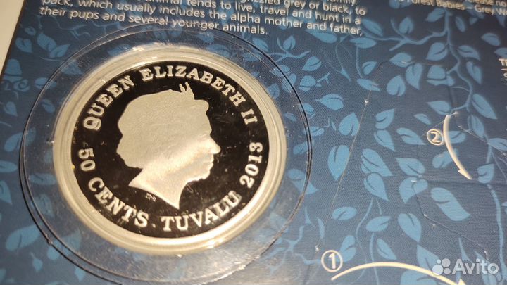 Монета Forest babies Grey Wolf 2013 Тувалу 50 цент