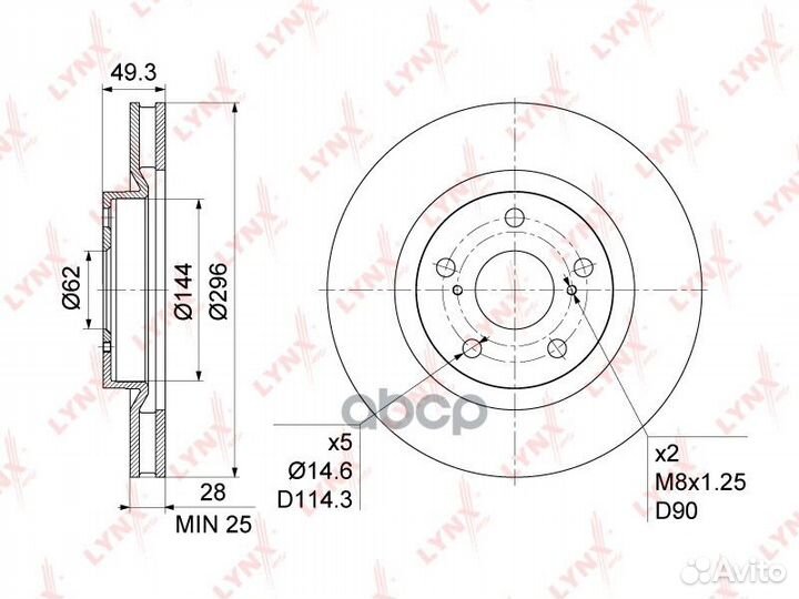 Диск тормозной пер (296X28) toyota camry(V4/50)