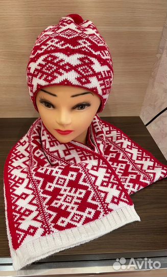 Комплект шапка и шарф коми символика Югыд-Арт