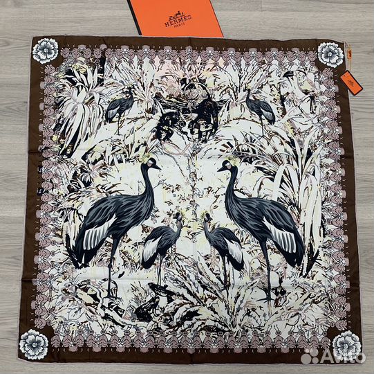 Платок Hermes 90x90см шелк ручн обработка края