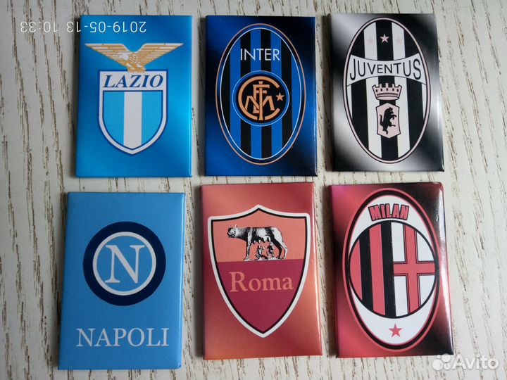 Италия клубы футбол 6 магнитов на холодильник