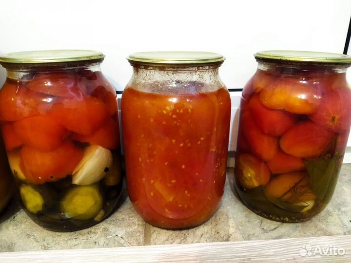 Помидоры в собств соку и маринованные