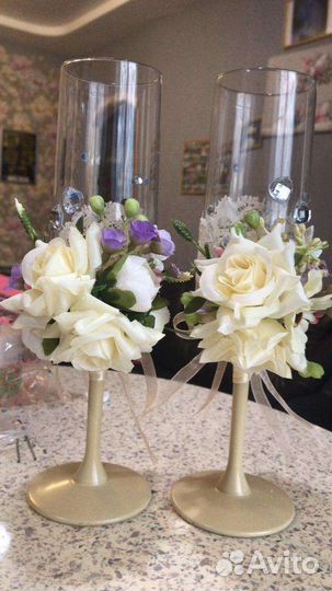 Декор бокалов, свечей, бутылок