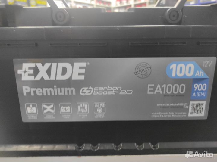 Аккумулятор 100ач 900А Exide EA1000 Premium new bl