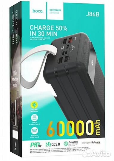 Внешний АКБ hoco J86B Powermaster 60000