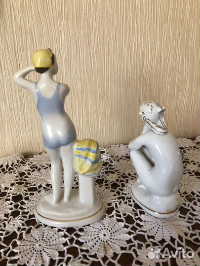 Статуэтки фарфор юная пловчиха и девочка на пляже