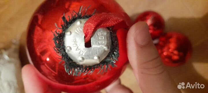 Елочные игрушки гдр 5шт шаров на ленте (редкие)