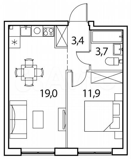1-к. квартира, 38,1 м², 17/17 эт.