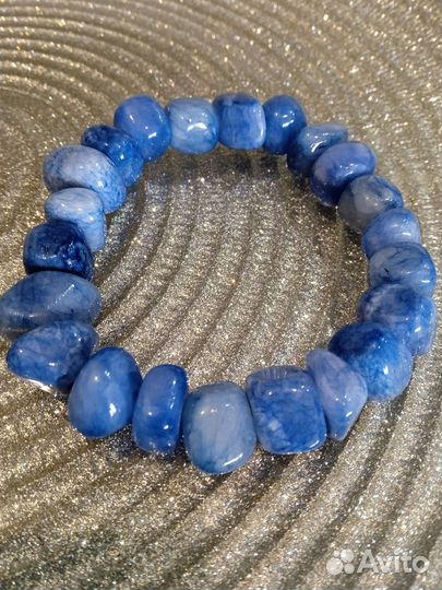 Браслет.Агат голубой.Новый.Растягивается