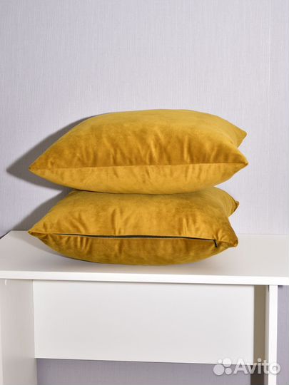 Комплект подушек, 43х43см 2шт, Горчичный
