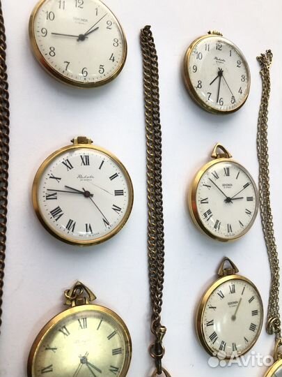 Коллекция карманных позолоченных часов СССР