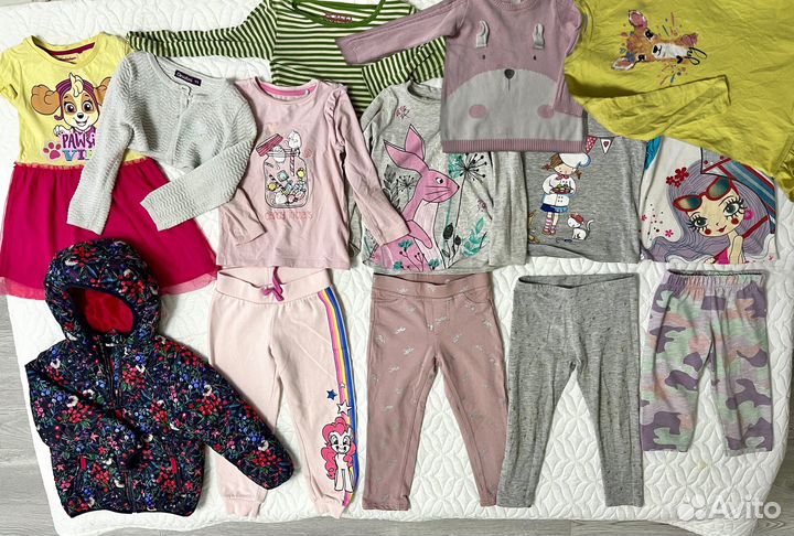 Вещи и куртка пакетом на девочку 98 - 104