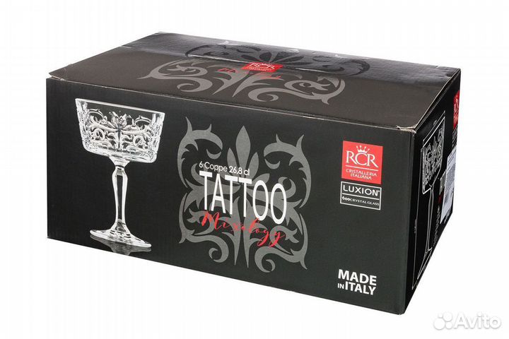 Набор бокалов-креманок RCR Luxion Tattoo 6 штук в