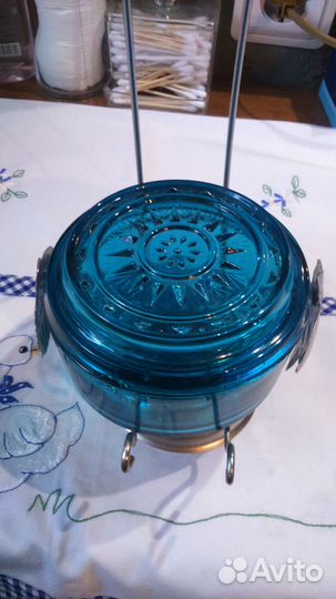 Сахарница (конфетница) купоросное стекло, винтаж
