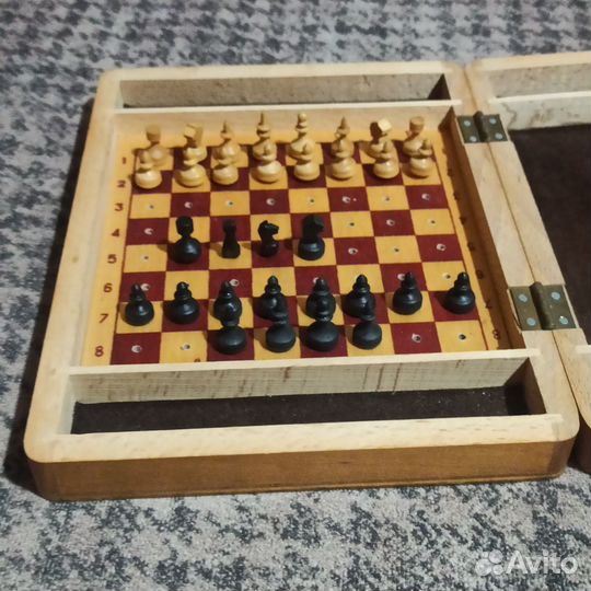 Шахматы деревянные СССР мини дорожные