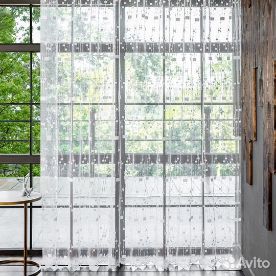 Тюль мона белый готовый на окна пошив