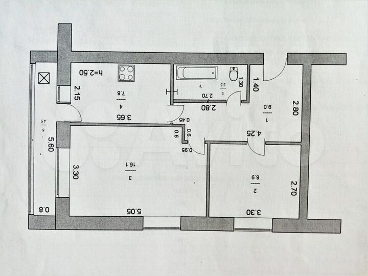 2-к. квартира, 45 м², 2/2 эт.