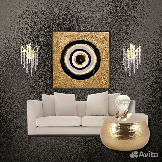 Картина на заказ. Картина диптих. Золотая поталь