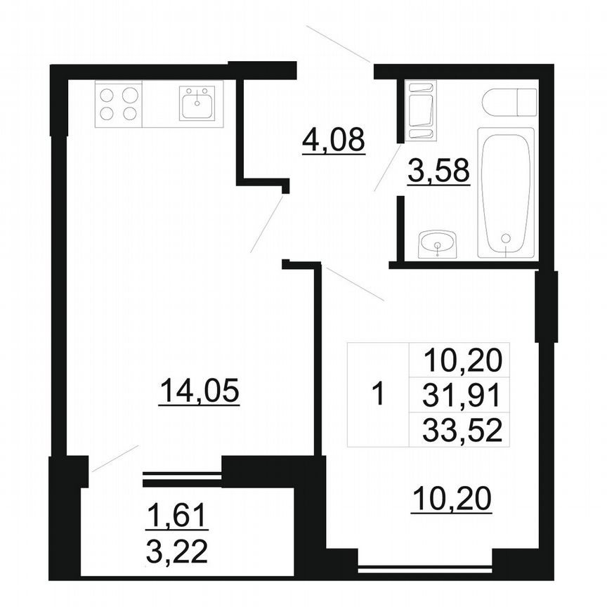 1-к. квартира, 33,5 м², 7/11 эт.