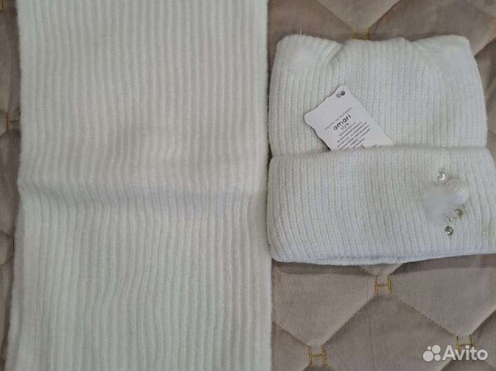 Комплект Шапка+шарф, навое для девочки