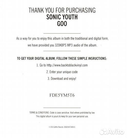 Виниловая пластинка Sonic Youth, Goo