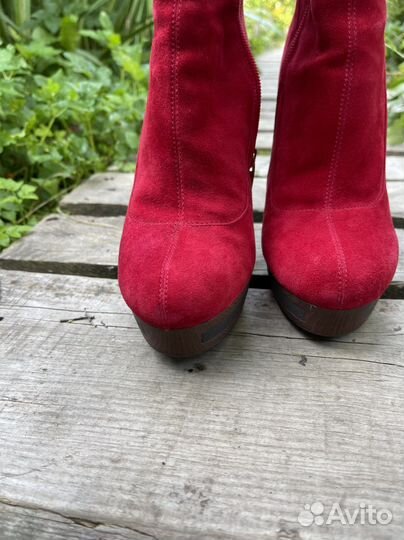 Сапоги красные замшевые 37,5/38