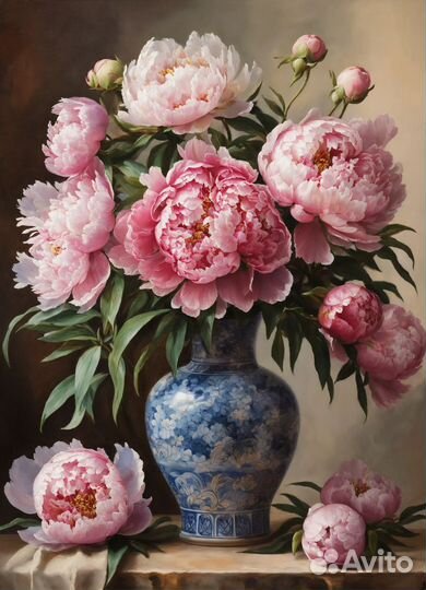 Картина маслом на холсте Пионы маслом