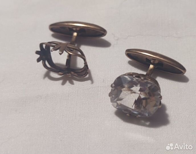Запонки серебро горный хрусталь СССР