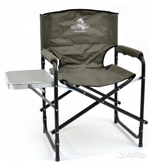 Кресло складное Кедр сталь со столиком, цвет хаки