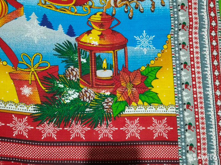 Отрезы вафельной новогодней ткани купон