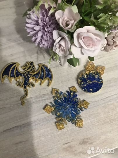 Елочные игрушки из эпоксидной смолы