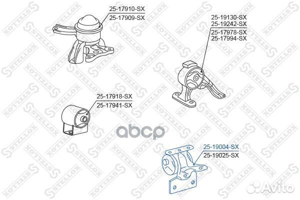 25-19004-SX подушка двигателя леваяToyota Aven