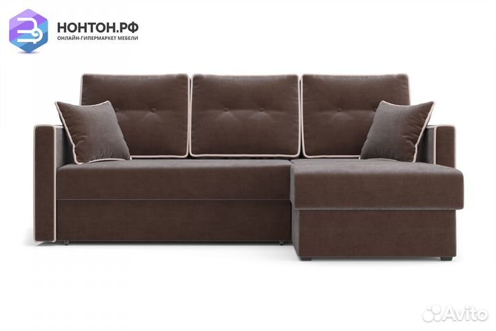 Диван угловой дельфин Леон коричневый