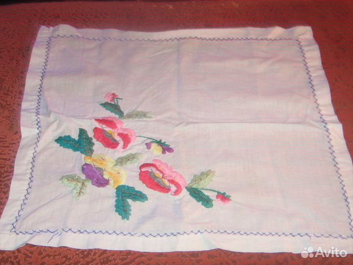 Салфетка винтаж вышивка цветы 45x40 люкс