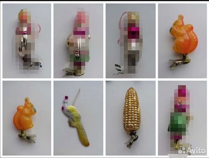 Елочные игрушки СССР вата прищепка